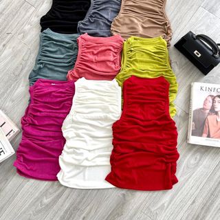 A48 - Áo thun nhũ Nữ sát nách nhún 2 bên phom ôm Women