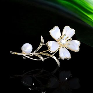 Ghim Cài Áo Hình Hoa Đính Ngọc Trai Tinh Xảo Thời Trang Cao Cấp Cho Nam Nữ - 6cm