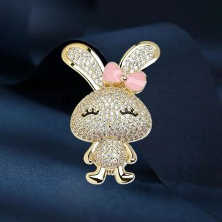 Ghim Cài Áo Hình Chú Thỏ Dát Đá 
 Dễ Thương Cho Nữ - 4.5cm