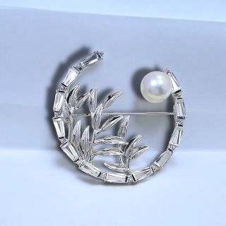 Ghim cài áo vòng bán Nguyệt đính đá kết hợp Ngọc trai nhân tạo thời trang sang trọng dành cho nữ- 4.7cm