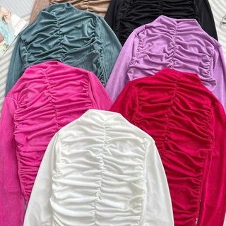 A21- Áo Cổ lọ tay dài thun nhũ nhún giữa phom ôm Nữ Women , áo cổ lọ 3 phân, áo cổ lọ nữ