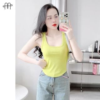 G43- Áo thun gân tăm ba lỗ Nữ vạt bầu phom ôm Top Women áo ba