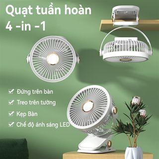 QUẠT KẸP MINI ĐỂ BÀN CÓ ĐÈN