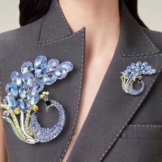 Trâm Cài Áo Nữ Lãng Mạn Thanh Lịch  pha lê Tím Hình chim Công Độc Đáo Sang Trọng dành cho nữ - 6cm