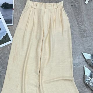 QS2- Quần đũi ống suông Nữ lưng chun co dãn chất liệu đũi sước sang Women BIGSIZE Ong Pants Kem