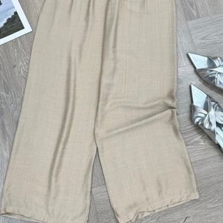QS2- Quần đũi ống suông Nữ lưng chun co dãn chất liệu đũi sước sang Women BIGSIZE Ong Pants Kem