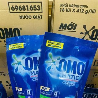 &lt; TÚI MÀU XANH&gt;THÙNG NƯỚC GIẶT OMO MATIC DẠNG GÓI 412G ( THÙNG 18 GÓI )