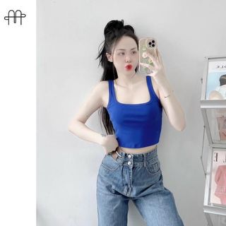 B34 - Aó thun cotton ba lỗ Nữ dáng Croptop ngắn ngang eo Women Áo Dáng Ngắn