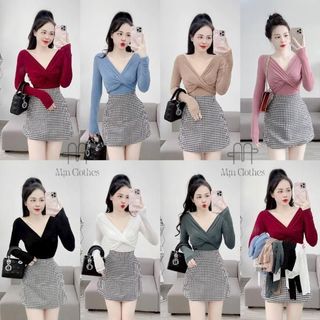 A6- Áo thun nhũ Nữ cổ Xoắn V ( CÓ TAY NGẮN và TAY DÀI) Top Women BIGSIZE (40kg- 70kg)