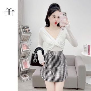 A6- Áo thun nhũ Nữ cổ Xoắn V ( CÓ TAY NGẮN và TAY DÀI) Top Women BIGSIZE (40kg- 70kg)