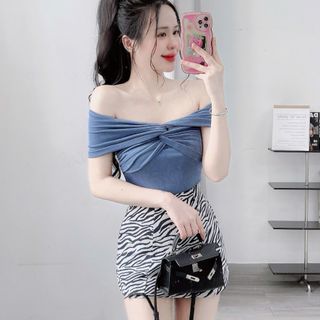 A77- Áo trễ vai nữ sang trọng phom ôm chất liệu thun nhũ - áo mặc tết cho nữ - áo kiểu nữ sang chảnh- áo trễ vai sang chảnh