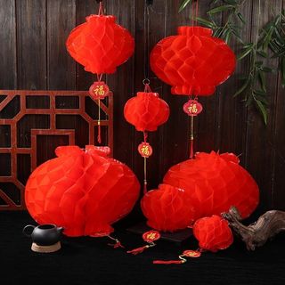 Set 10 lồng đèn đỏ treo Tết size 35#