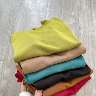 A3- Áo cổ lọ Nữ thun tăm gân tay dài xỏ ngón dáng CROPTOP ngắn ngang eo Women áo cổ