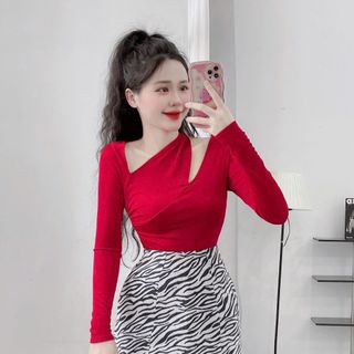 A74- Áo kiểu nữ xẻ vai tay dài thun nhũ phom ôm, áo hở vai, áo kiểu nữ đẹp, áo xinh, áo mặc tết cho nữ Women