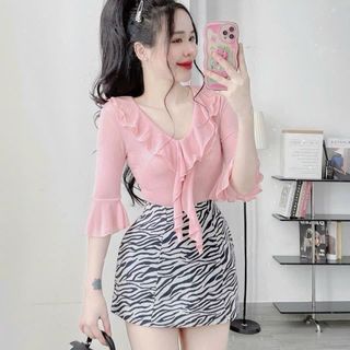 A72- Áo kiểu nữ bèo phom ôm tay lỡ cổ tim thun nhũ free size Women Top cổ bèo 2 lớp Tay Loe Cổ Tròn