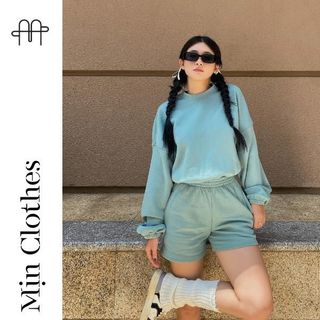 SET BỘ CROPTOP (Màu Xanh Trai) - Mịn Clothes