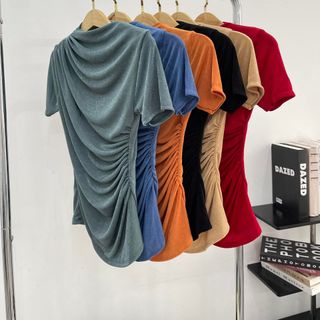 A28- Áo thun nhũ Nữ NHÚN cổ eo tay ngắn phom ôm Women Top BIGSIZE (40kg- 70kg)