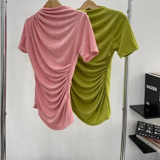 A28- Áo thun nhũ Nữ NHÚN cổ eo tay ngắn phom ôm Women Top BIGSIZE (40kg- 70kg)