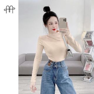 B25-Áo thun Borip Nữ khoét vai tay dài Women