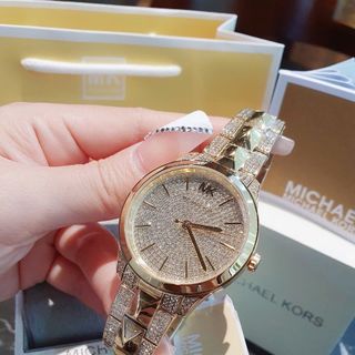 MÓN QUÀ VALENTINE ĐỒNG HỒ NỮ CAO CẤP MKORS 6715 RUNWAY MERCER  ĐÍNH FULL ĐÁ