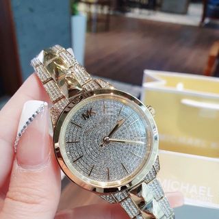 MÓN QUÀ VALENTINE ĐỒNG HỒ NỮ CAO CẤP MKORS 6715 RUNWAY MERCER  ĐÍNH FULL ĐÁ