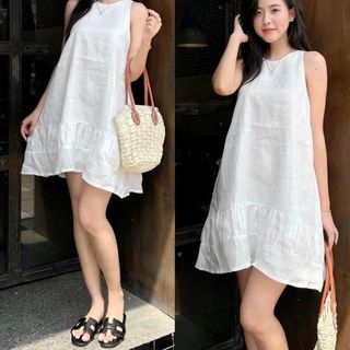 [SHOPPUMI] đầm 2s form babydoll chất liệu linen nhiều màu freesize Pumi