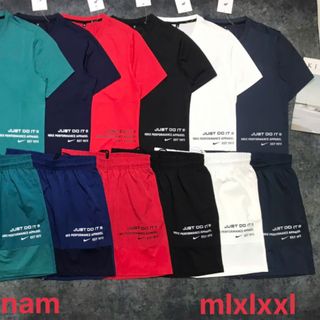 Set đùi nam Chất liệu: Áo vải mè, quần vải dù Size: M.L.XL.XXL Ri: 2222 Tách nửa ri được