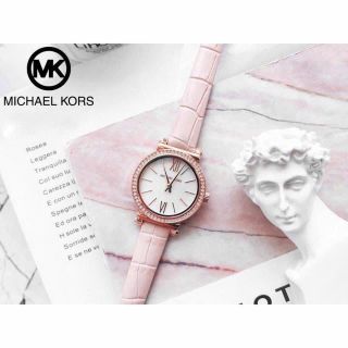 MÓN QUÀ VALENTINE ĐỒNG HỒ NỮ CAO CẤP MỚI NHẤT MKORS 2715 DÂY DA HỒNG MẶT NHỎ