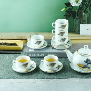 Bộ tách sứ bát tràng dáng 4 in theo yêu cầu