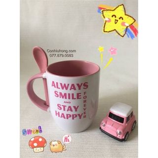 ly/cốc sứ màu có muỗng đi kèm / in theo yêu cầu