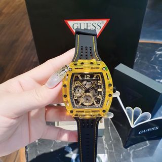 MÓN QUÀ VALENTINE ĐỒNG HỒ NAM CAO CẤP GUEZZ MẶT CHỮ NHẬT CHONOGRAP DÂY CAO SU