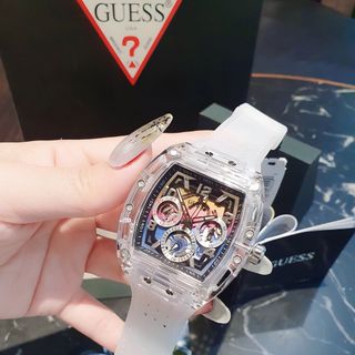 MÓN QUÀ VALENTINE ĐỒNG HỒ NAM CAO CẤP GUEZZ MẶT CHỮ NHẬT CHONOGRAP DÂY CAO SU