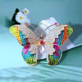 Ghim Trâm Cài Áo Hình Bướm tráng men Đính Đá Nhiều Màu Thời Trang dành cho nữ - 6.5cm