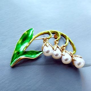 Ghim cài áo hình tráng men  hoa lồng đèn Ngọc trai thời trang dành cho nữ - 5.5cm