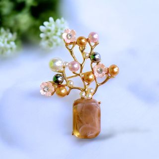Ghim cài áo hình bình hoa Ngọc trai sang trọng dành cho nữ - 6cm