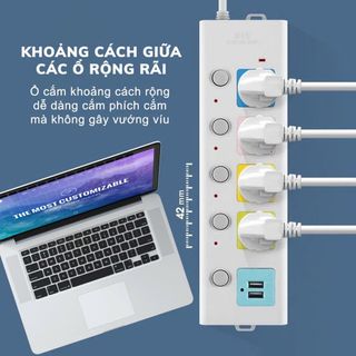 Ổ CẮM ĐIỆN USB ĐA NĂNG DÂY DÀI 2M