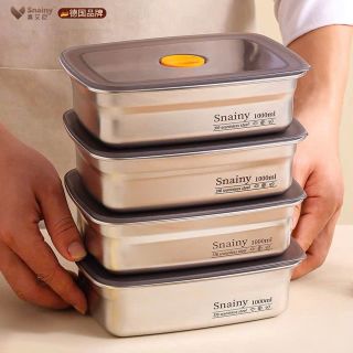 Hộp đựng thực phẩm bằng inox, khay đựng đồ để tủ lạnh ngăn mùi có nắp đậy dễ dàng bảo quản 1000L