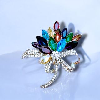 Ghim cài áo chùm hoa pha Lê nhiều màu thời trang dành cho nam nữ - 5cm