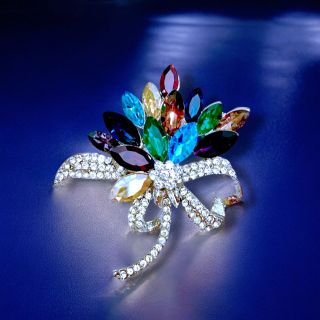 Ghim cài áo chùm hoa pha Lê nhiều màu thời trang dành cho nam nữ - 5cm