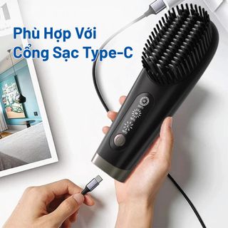 Máy Duỗi Tóc Ion Âm HYUNDAI HC-204 2 Trong 1, Lược Duỗi Tóc Và Máy Uốn Tóc