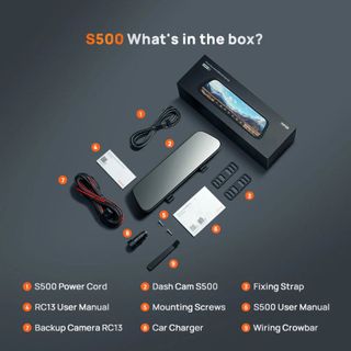 Camera hành trình gương 70mai S500 3K HDR, Bản quốc tế có tiếng việt , ghi hình 2 mắt trước sau.