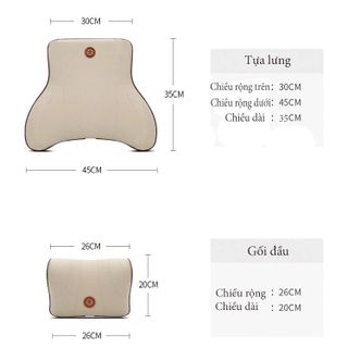 Bộ gối Ô Tô Tựa Lưng, Tựa Đầu cao su non vỏ da , ruột cao su non nguyên khối cao cấp