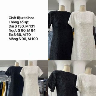[SHOPPUMI] Đầm Bewi cổ tròn chất liệu tơ hoa có lớp lót dáng dài 2 màu SM Pumi