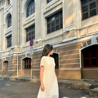 [SHOPPUMI] Đầm Bewi cổ tròn chất liệu tơ hoa có lớp lót dáng dài 2 màu SM Pumi