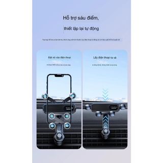 Giá Đỡ Điện Thoại Kẹp Cửa Gió Ô Tô Xe Hơi xoay 360 độ, thoát khí không vướng cửa gió điều hoà, chất liệu cao cấp