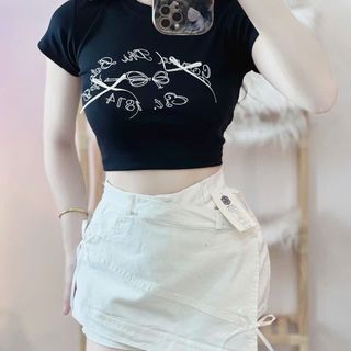 Chân váy kaki đắp chéo đính nơ - Lê Phương Boutique