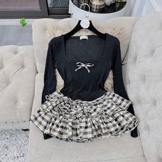 Set áo TD đính nơ kèm chân váy 3 tầng xoè - Lê Phương Boutique