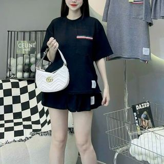 SET ĐỒ NỮ TB, ĐỒ BỘ NỮ SANG CHẢNH Áo Phông Ngắn Tay Túi Ngực Viền Màu Mix Chân Váy Xếp ly