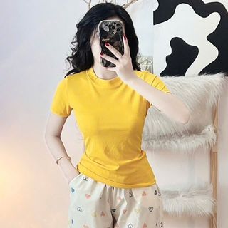 Áo thun tăm trơn cổ tròn - Lê Phương Boutique