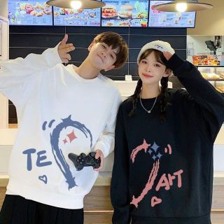 Áo Sweater Đôi Nam Nữ In Hình Nửa Trái Tim TE ART Form Rộng Cao Cấp